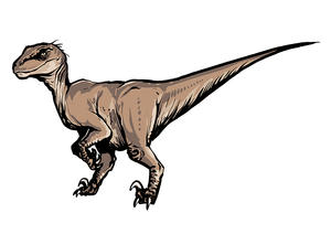 alt: Theropodní dinosaurus Deinonychus. Kresba Karel Cettl.