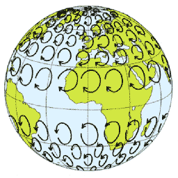 alt: Schéma Coriolisovy síly. Zdroj Wikimedia Commons, autor Kes47, volné dílo