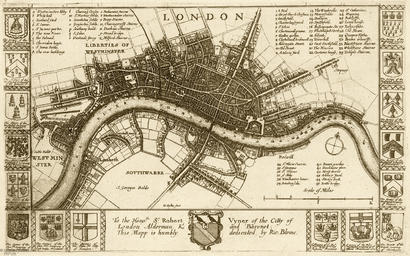 alt: Na výstavě Poklady Mapové sbírky uvidíte i faksimile této mapy Londýna ze 17. století. Zdroj: Mapová sbírka Přírodovědecké fakulty UK.