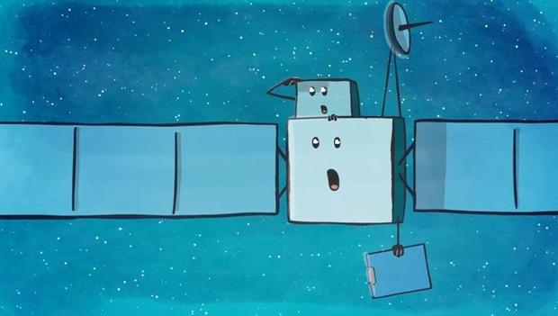 alt: Kreslené postavičky znázorňující Rosettu a Philae se dostaly do tiskových zpráv, vánočních přání i dalších médií. Zdroj European Space Agency, kredit a © ESA.